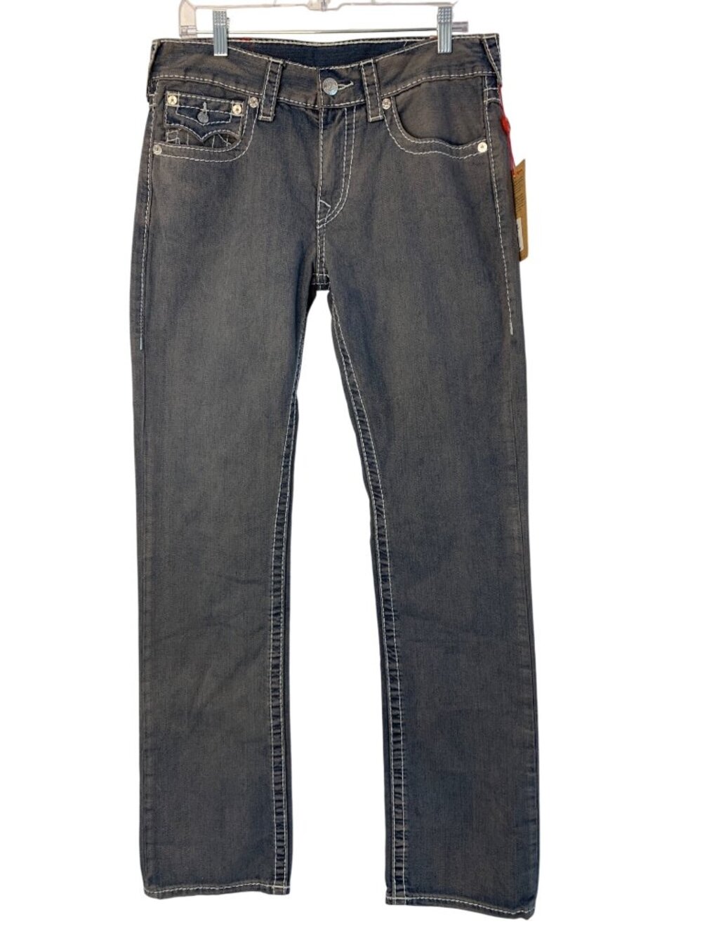 True Religion Mens Natline Big T Straight Jeans Gray Blue Size 31 NWT